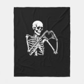 Skeleton Heart Hands Sign Halloween kostuum retro Fleece Deken (Voorkant)