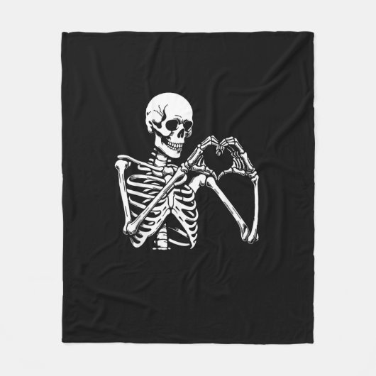 Skeleton Heart Hands Sign Halloween kostuum retro Fleece Deken (Voorkant)