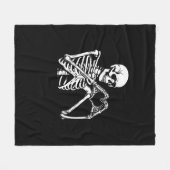 Skeleton Heart Hands Sign Halloween kostuum retro Fleece Deken (Voorkant (Horizontaal))