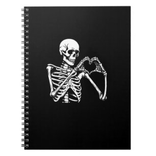 Skeleton Heart Hands Sign Halloween kostuum retro Notitieboek