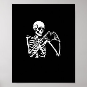 Skeleton Heart Hands Sign Halloween kostuum retro Poster