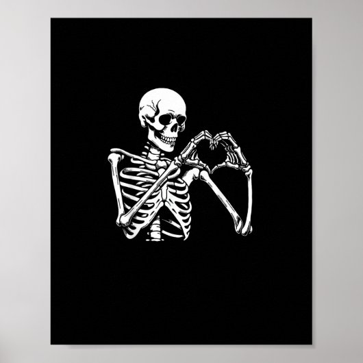 Skeleton Heart Hands Sign Halloween kostuum retro Poster (Voorkant)