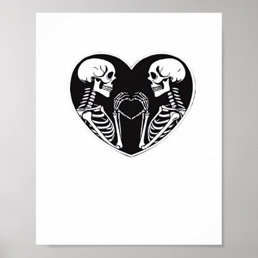 Skeleton Heart Hands Sign Halloween kostuum retro Poster (Voorkant)