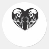 Skeleton Heart Hands Sign Halloween kostuum retro Ronde Sticker (Voorkant)