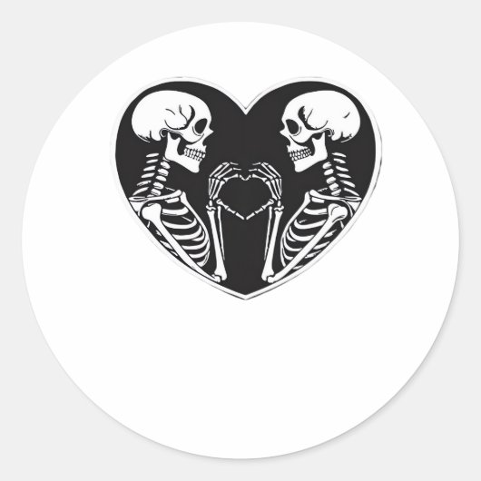 Skeleton Heart Hands Sign Halloween kostuum retro Ronde Sticker (Voorkant)