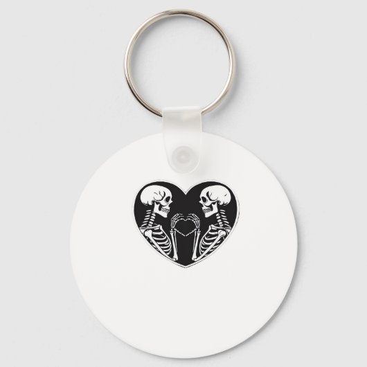 Skeleton Heart Hands Sign Halloween kostuum retro Sleutelhanger (Voorkant)