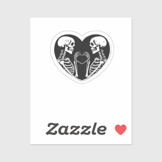 Skeleton Heart Hands Sign Halloween kostuum retro Sticker (Vel)