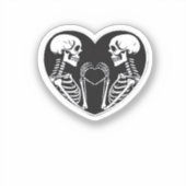 Skeleton Heart Hands Sign Halloween kostuum retro Sticker (Voorkant)
