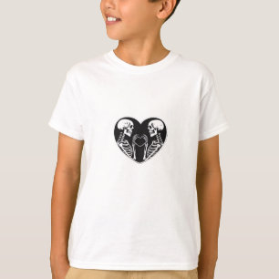 Skeleton Heart Hands Sign Halloween kostuum retro T-shirt
