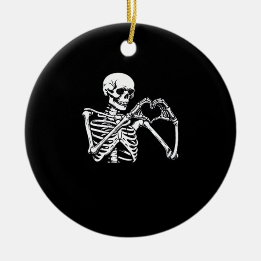 Skeleton Heart Hands Sign Halloween kostuum Trendi Keramisch Ornament (Voorkant)