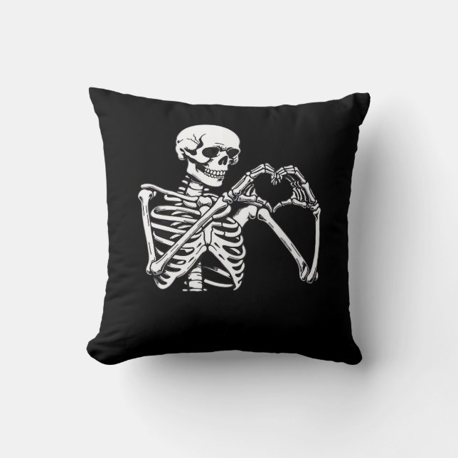 Skeleton Heart Hands Sign Halloween kostuum Trendi Kussen (Voorkant)