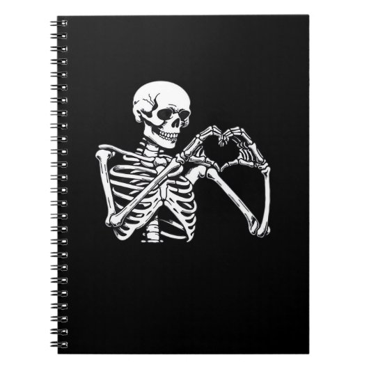 Skeleton Heart Hands Sign Halloween kostuum Trendi Notitieboek (Voorkant)