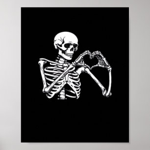 Skeleton Heart Hands Sign Halloween kostuum Trendi Poster
