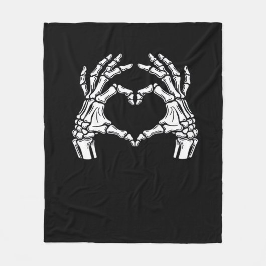 Skeleton Heart Hands Sign Halloween kostuum viraal Fleece Deken (Voorkant)