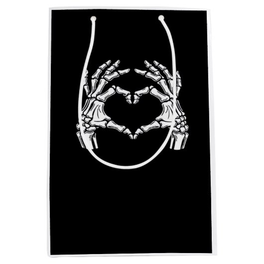 Skeleton Heart Hands Sign Halloween kostuum viraal Medium Cadeauzakje (Voorkant)