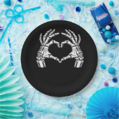 Skeleton Heart Hands Sign Halloween kostuum viraal Papieren Bordje (Feest)
