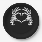 Skeleton Heart Hands Sign Halloween kostuum viraal Papieren Bordje (Voorkant)