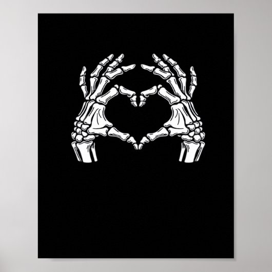 Skeleton Heart Hands Sign Halloween kostuum viraal Poster (Voorkant)