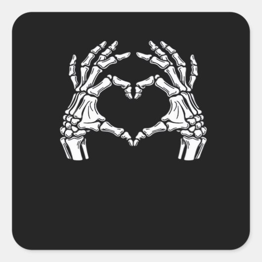 Skeleton Heart Hands Sign Halloween kostuum viraal Vierkante Sticker (Voorkant)
