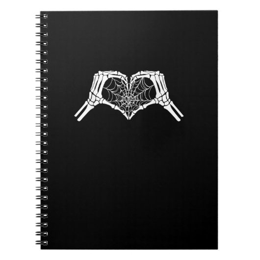 Skeleton Heart Hands Spiderweb Halloween Spooky Wo Notitieboek (Voorkant)