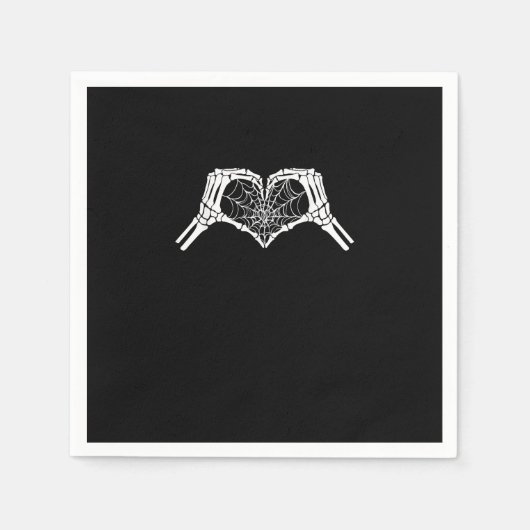 Skeleton Heart Hands Spiderweb Halloween Spooky Wo Servet (Voorkant)