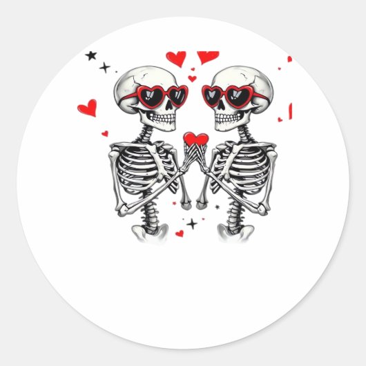 Skeleton Heart Hands voor Trending Ronde Sticker (Voorkant)