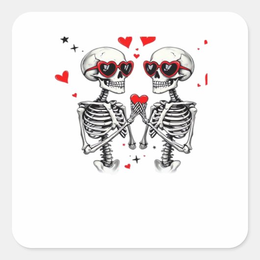 Skeleton Heart Hands voor Trending Vierkante Sticker (Voorkant)