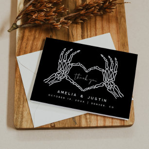 Skeleton Heart Hands Wedding Dank u kaart