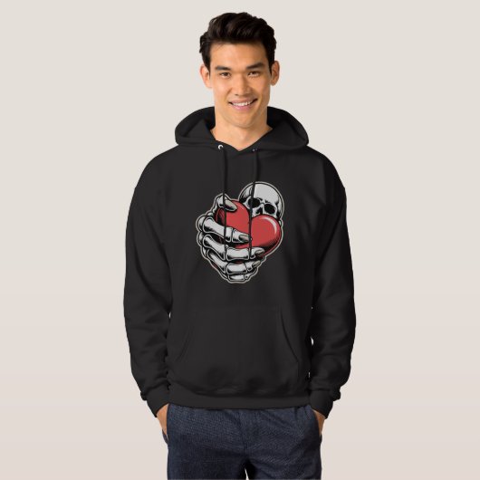 Skeleton Heart Hoodie – Dark Art Design (Voorkant volledig)