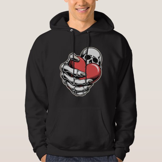 Skeleton Heart Hoodie – Dark Art Design (Voorkant)