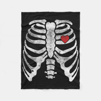 Skeleton Heart Rib Cage X-ray Adult Kinder Fun Hal Fleece Deken