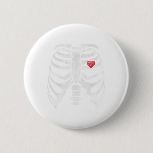 Skeleton Heart Rib Cage X-ray Adult Kinder Fun Hal Ronde Button 5,7 Cm
