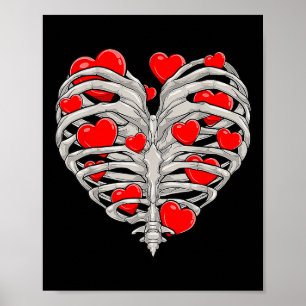 Skeleton Heart Rib Cage X Ray Adult Kinder Funny V Poster