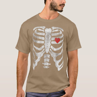 Skeleton Heart Rib Cage X Ray Volwassenen Funny Br T-shirt