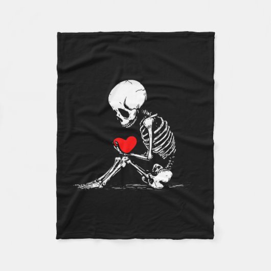 Skeleton Heart Valentines Emo Gothic Minimalist Ck Fleece Deken (Voorkant)