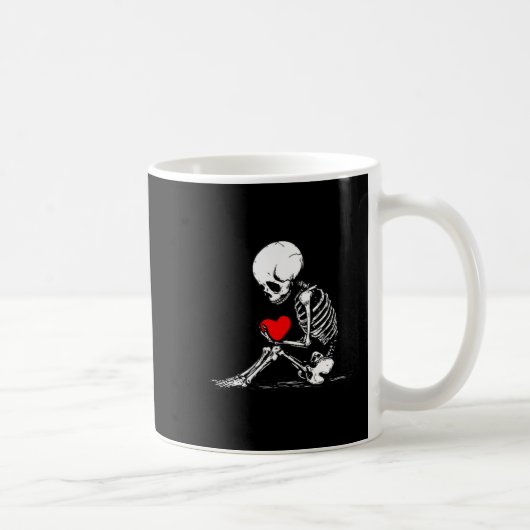 Skeleton Heart Valentines Emo Gothic Minimalist Ck Koffiemok (Rechts)
