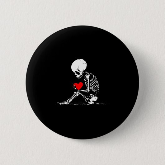 Skeleton Heart Valentines Emo Gothic Minimalist Ck Ronde Button 5,7 Cm (Voorkant)