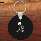 Skeleton Heart Valentines Emo Gothic Minimalist Ck Sleutelhanger (Voorkant)