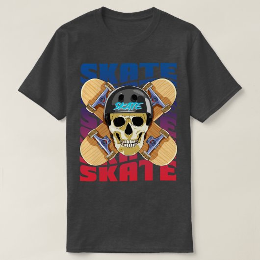 Skeleton Helm Skateboarder Skateboard Decks Skat T-shirt (Design voorkant)