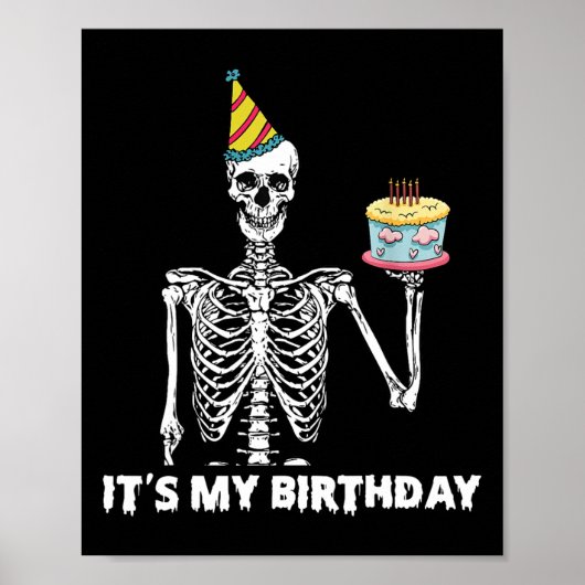 Skeleton Het is mijn verjaardagsfeestje Happy Hall Poster (Voorkant)