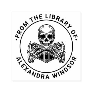 Skeleton Het lezen van een Boek #2 Bibliotheek Boe Zelfinktende Stempel