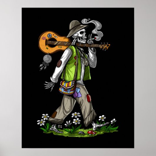 Skeleton Hippie Poster (Voorkant)