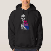 Skeleton Holding A Cat Bisexual LGBT-Q Pride Rainb Hoodie (Voorkant)