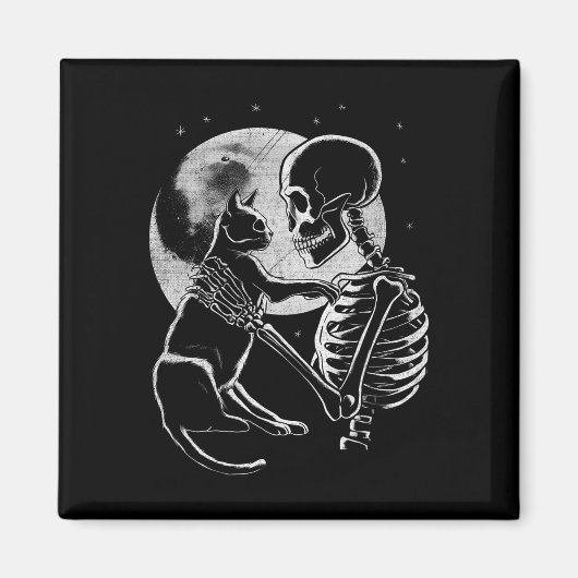 Skeleton Holding A Cat Funny Halloween Mannen Vrou Magneet (Voorkant)