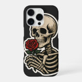 Skeleton Holding a Rose – Artistic Gothic Sticker iPhone Hoesje (Achterkant)