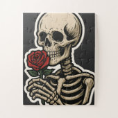 Skeleton Holding a Rose – Artistic Gothic Sticker Legpuzzel (Verticaal)