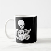 Skeleton Holding Cat Funny Halloween Skull Sphynx Koffiemok (Links)