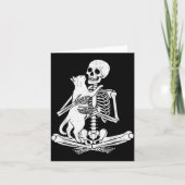 Skeleton Holding Cat Funny Soky Halloween Meow Kit Kaart (Voorkant)