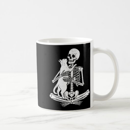 Skeleton Holding Cat Funny Soky Halloween Meow Kit Koffiemok (Rechts)
