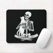 Skeleton Holding Cat Funny Soky Halloween Meow Kit Muismat (Met muis)